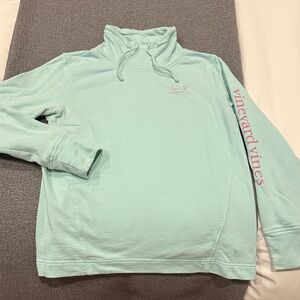 Vineyard Vines Aqua Pullover with Pink Logo